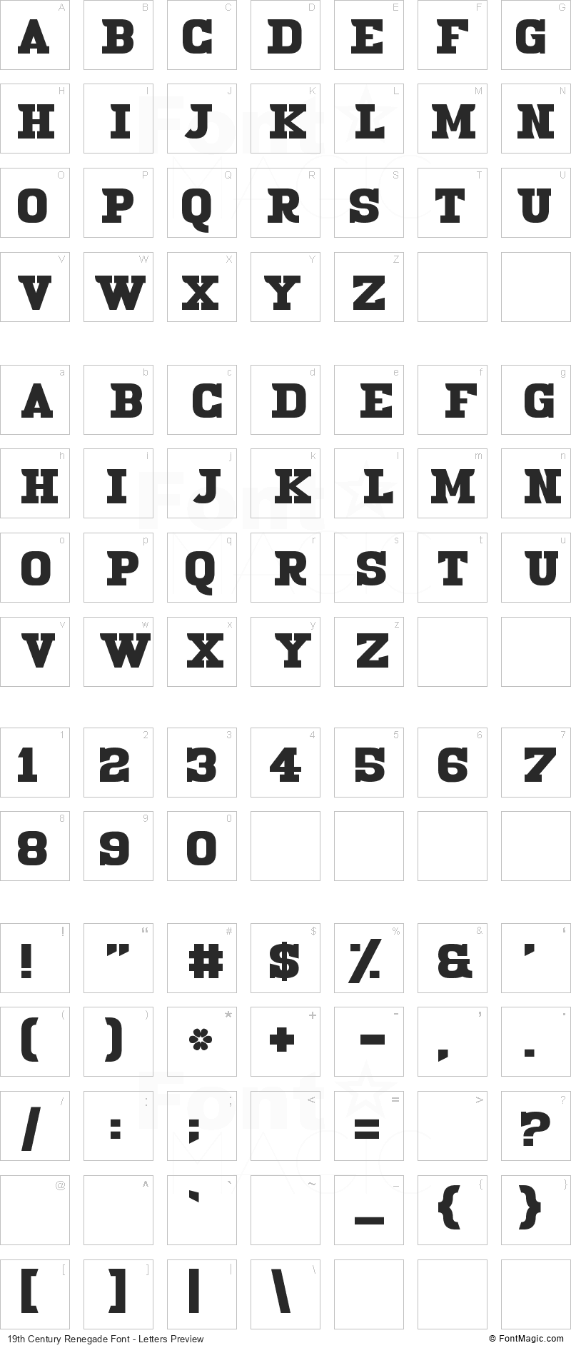 19th Century Renegade Font - All Latters Preview Chart