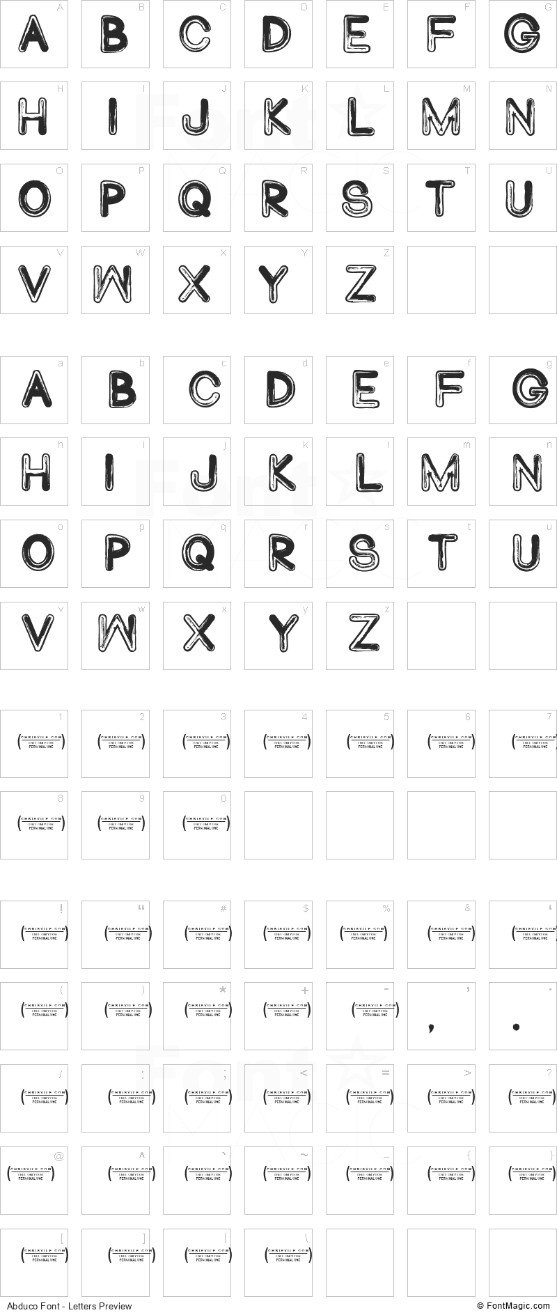 Abduco Font - All Latters Preview Chart