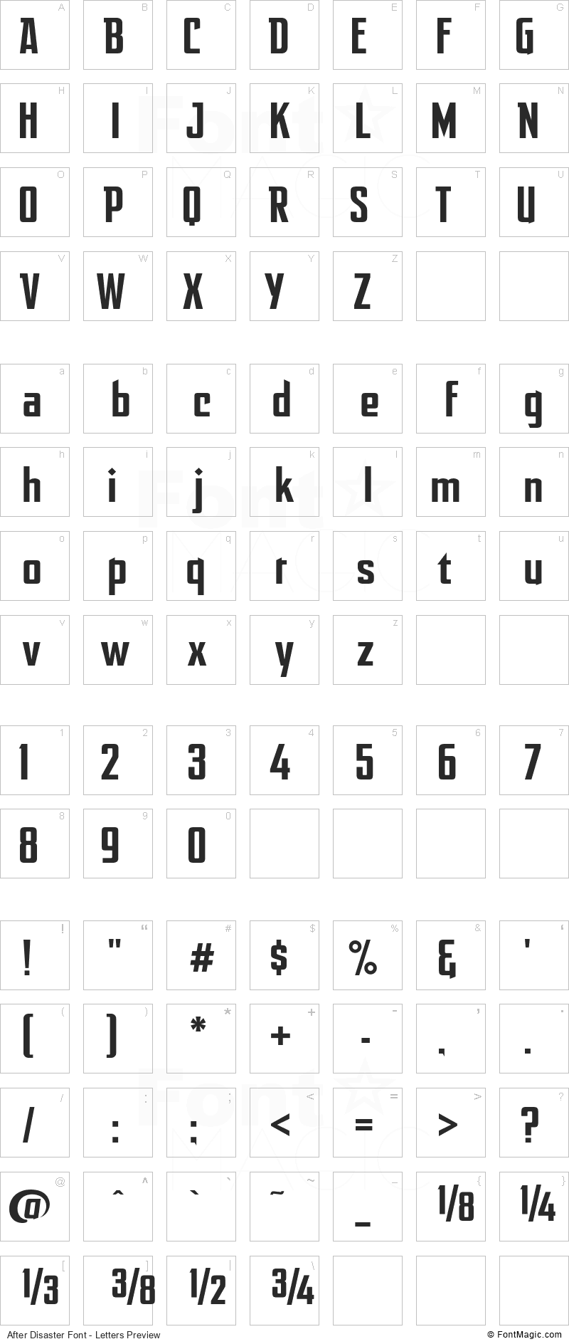 After Disaster Font - All Latters Preview Chart