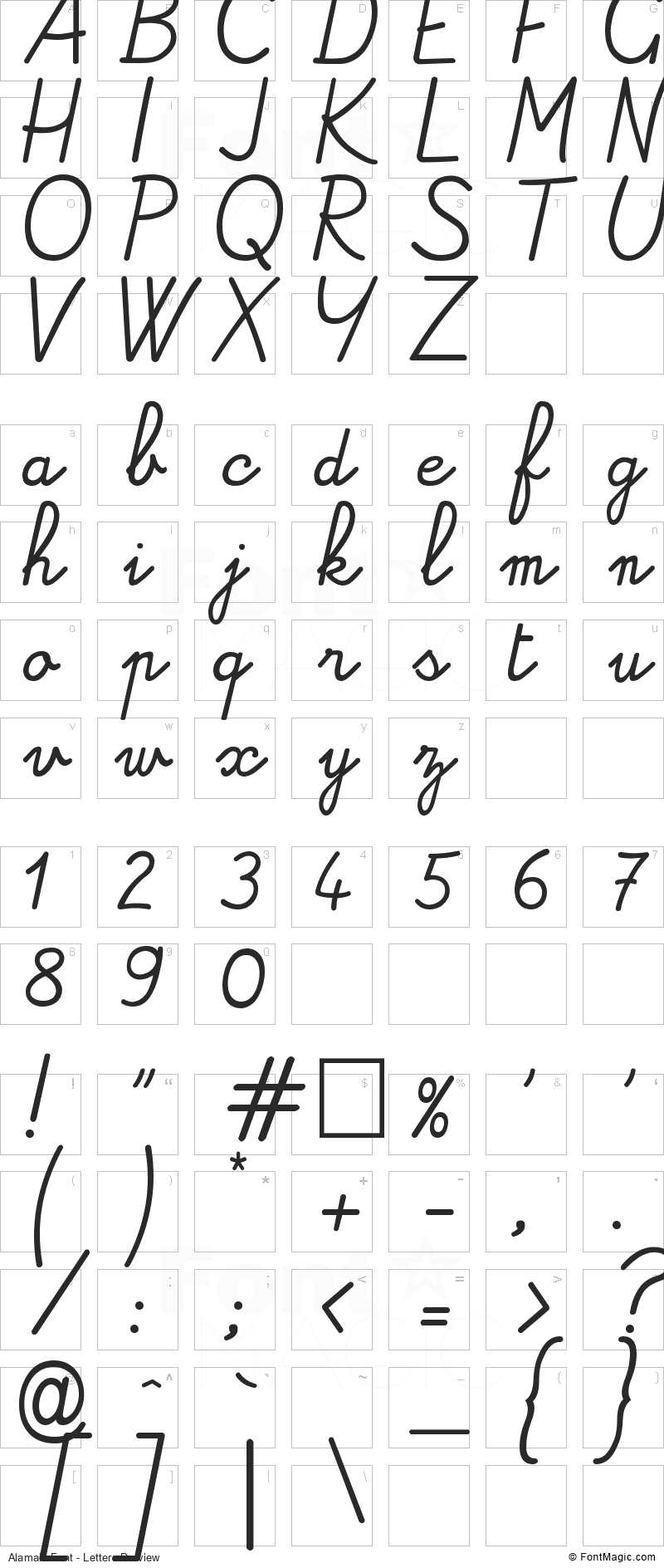 Alamain Font - All Latters Preview Chart