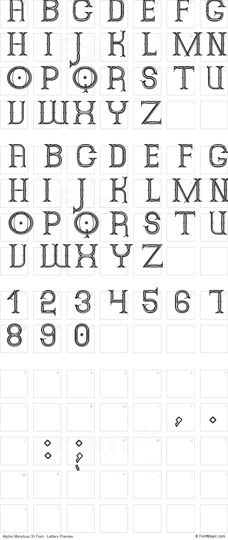 Alphin Merytous St Font - All Latters Preview Chart