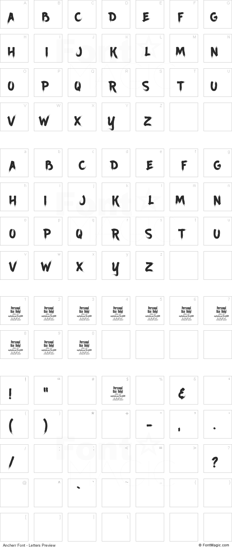 Ancherr Font - All Latters Preview Chart