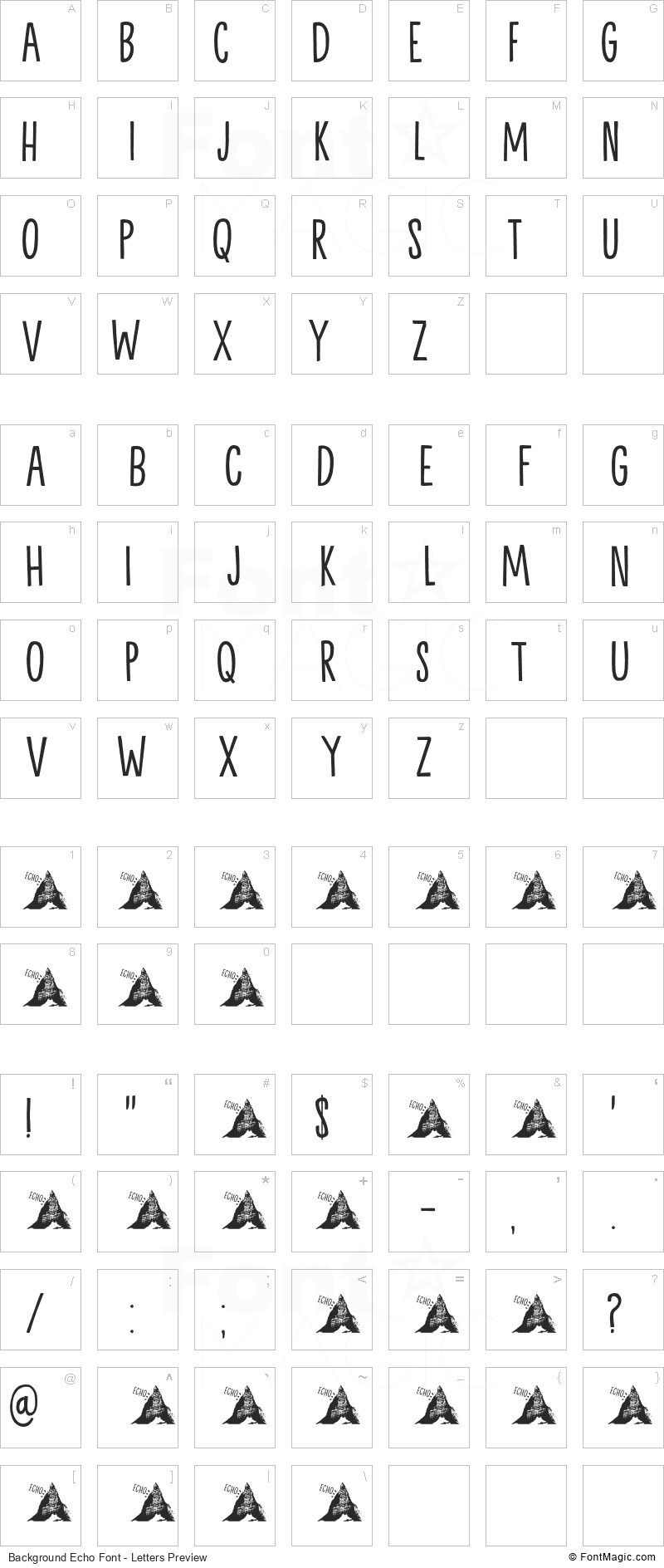 Background Echo Font - All Latters Preview Chart