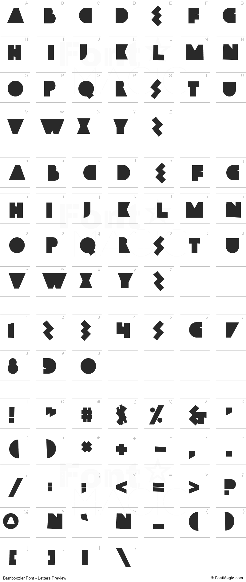 Bamboozler Font - All Latters Preview Chart