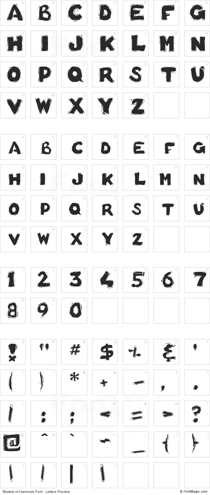!Basket of Hammers Font - All Latters Preview Chart