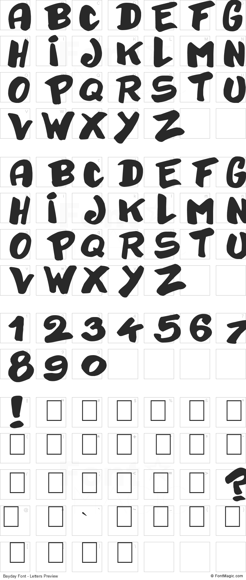 Bayday Font - All Latters Preview Chart
