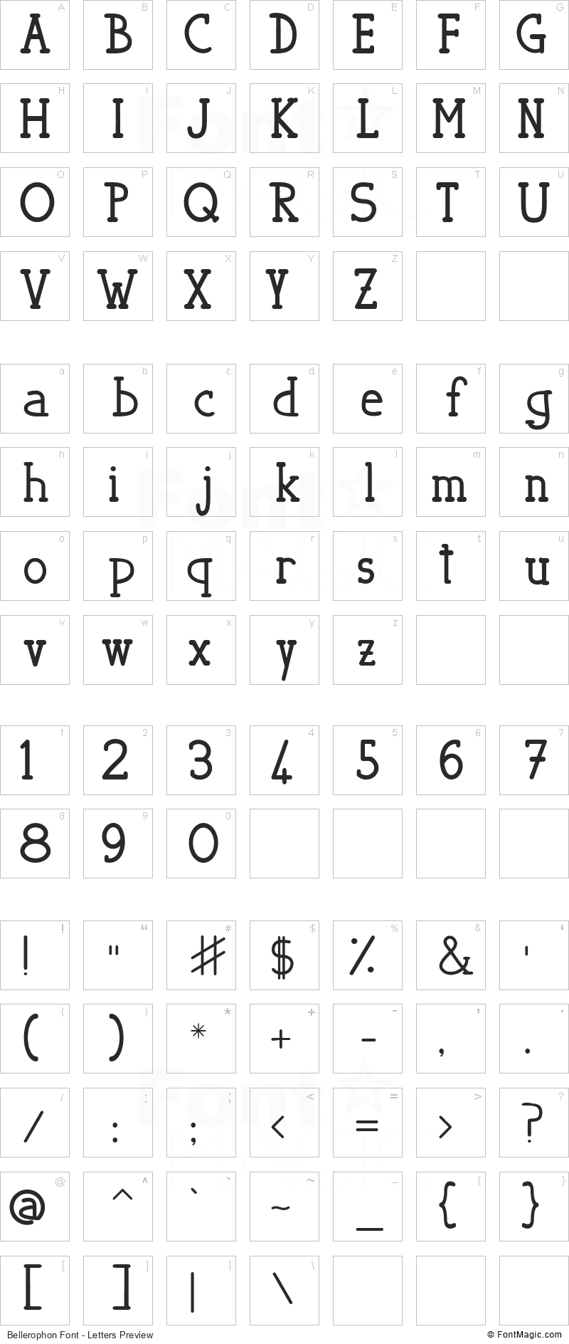 Bellerophon Font - All Latters Preview Chart