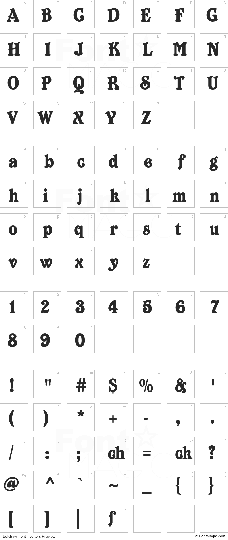 Belshaw Font - All Latters Preview Chart