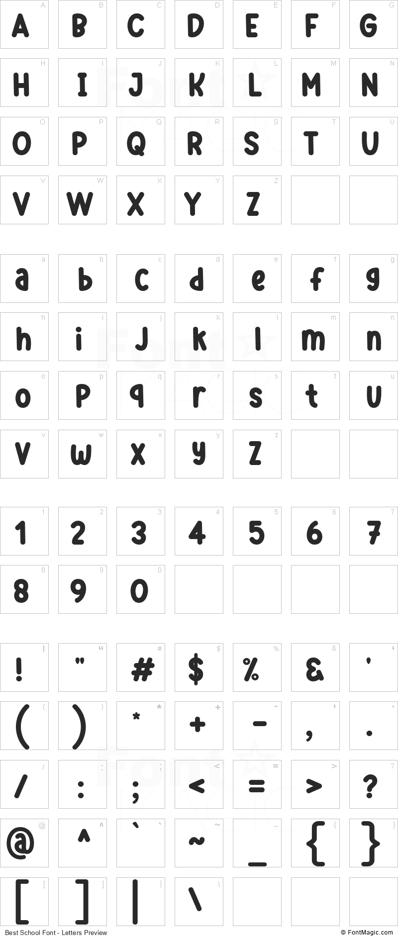 Best School Font - All Latters Preview Chart
