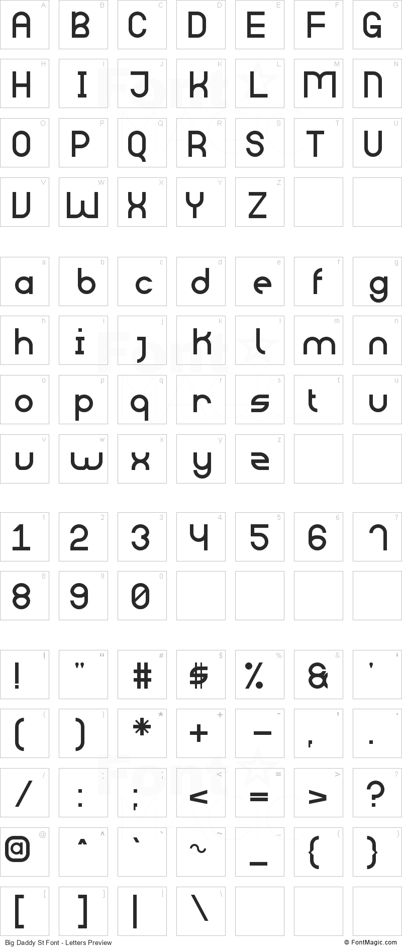 Big Daddy St Font - All Latters Preview Chart