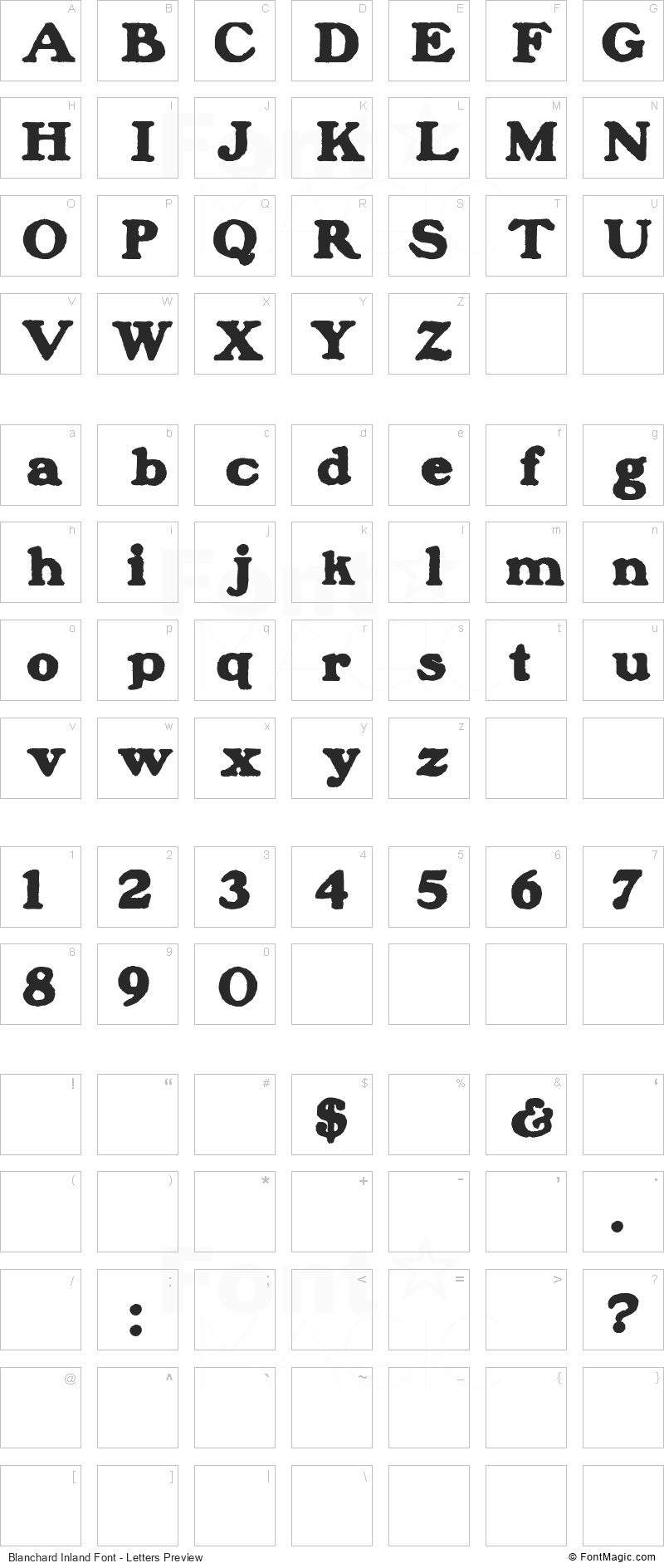 Blanchard Inland Font - All Latters Preview Chart