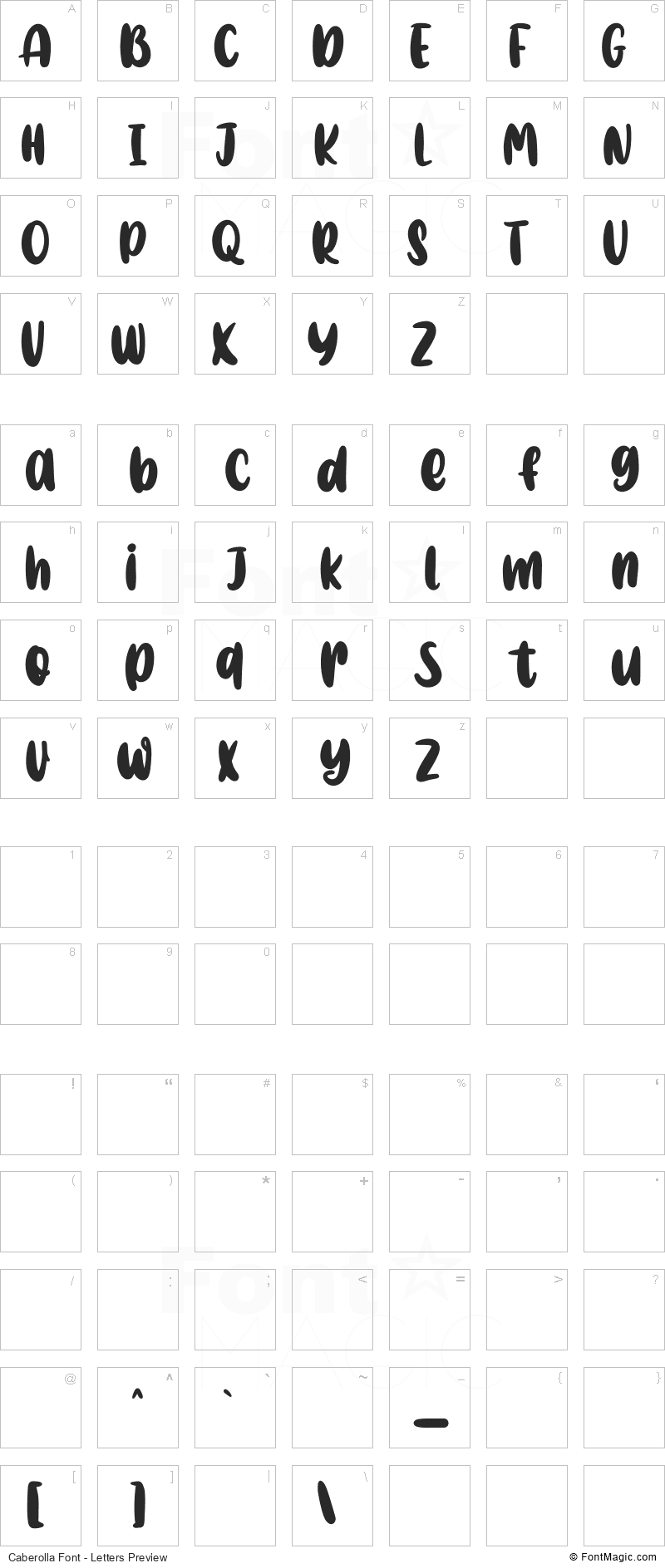 Caberolla Font - All Latters Preview Chart