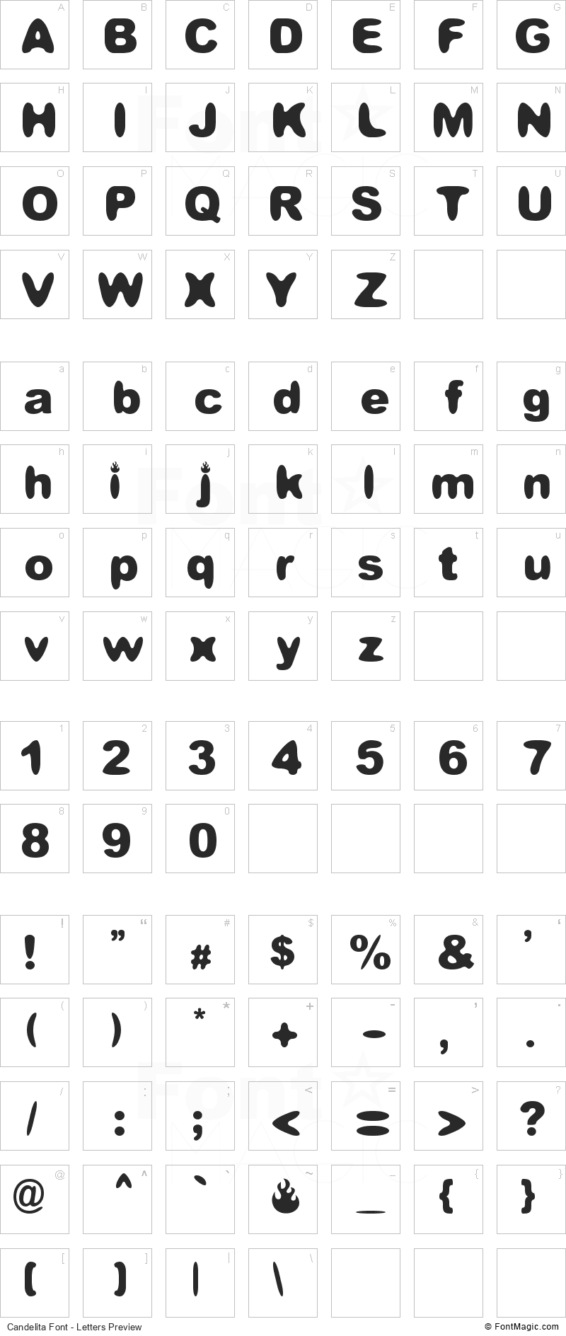 Candelita Font - All Latters Preview Chart