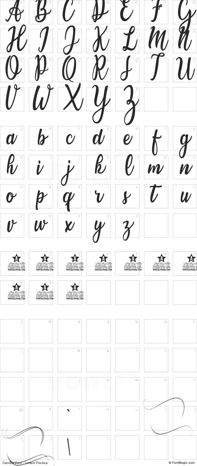 Candice Font - All Latters Preview Chart