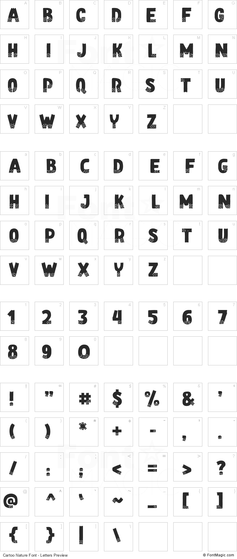 Cartoo Nature Font - All Latters Preview Chart