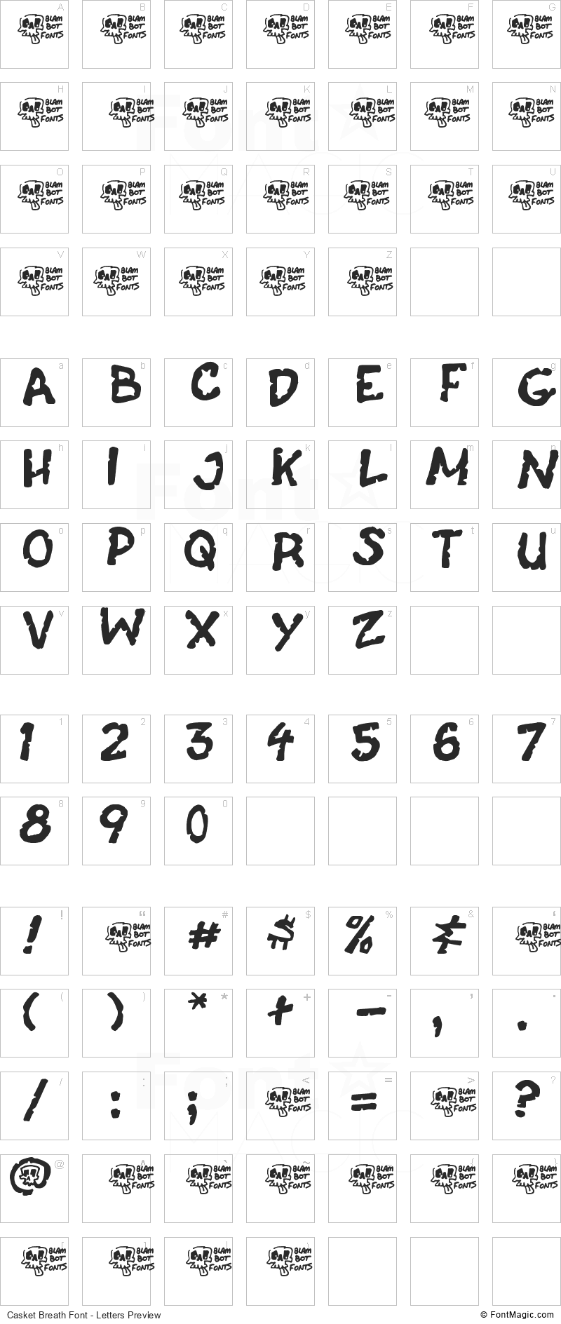 Casket Breath Font - All Latters Preview Chart
