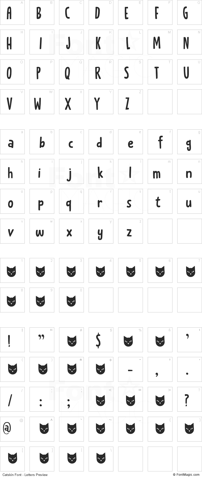 Catskin Font - All Latters Preview Chart