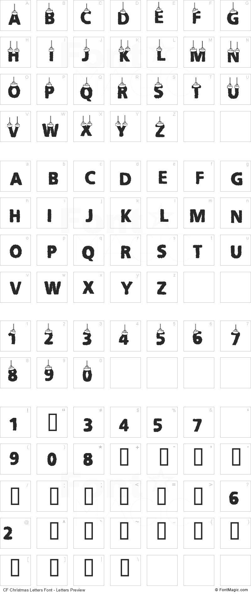 CF Christmas Letters Font - All Latters Preview Chart