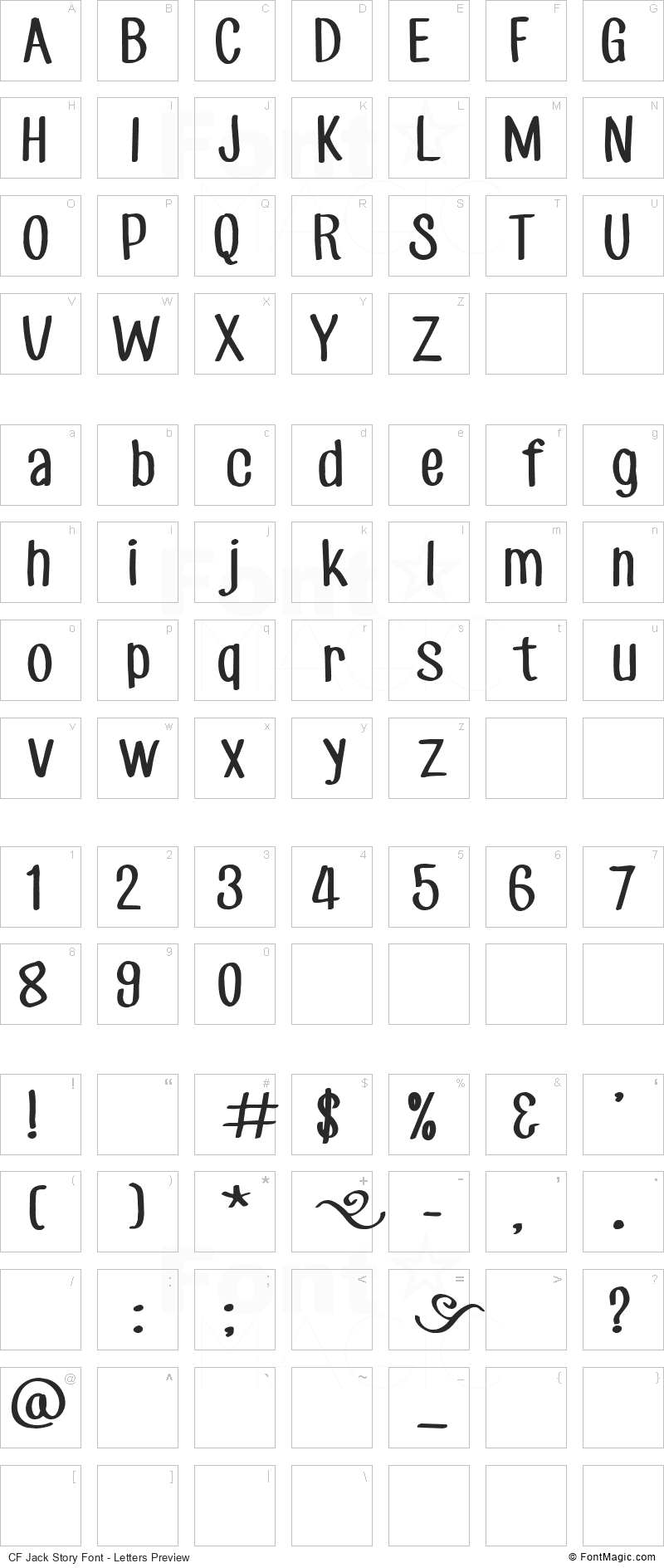 CF Jack Story Font - All Latters Preview Chart