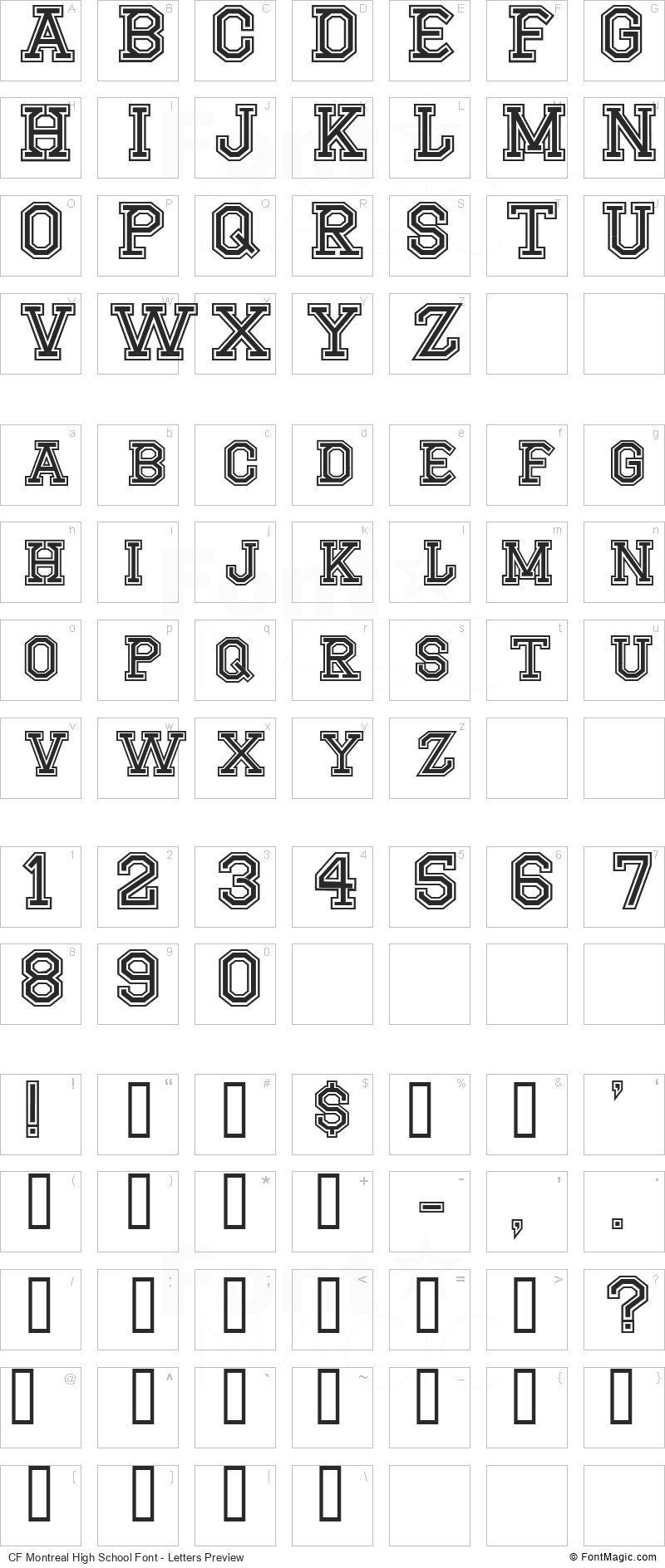 CF Montreal High School Font - All Latters Preview Chart
