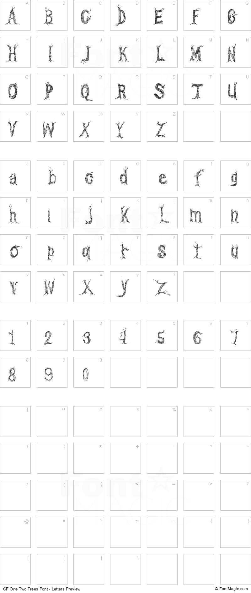 CF One Two Trees Font - All Latters Preview Chart