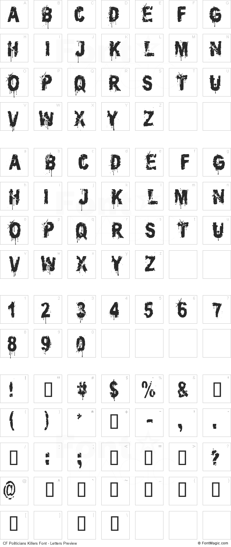 CF Politicians Killers Font - All Latters Preview Chart