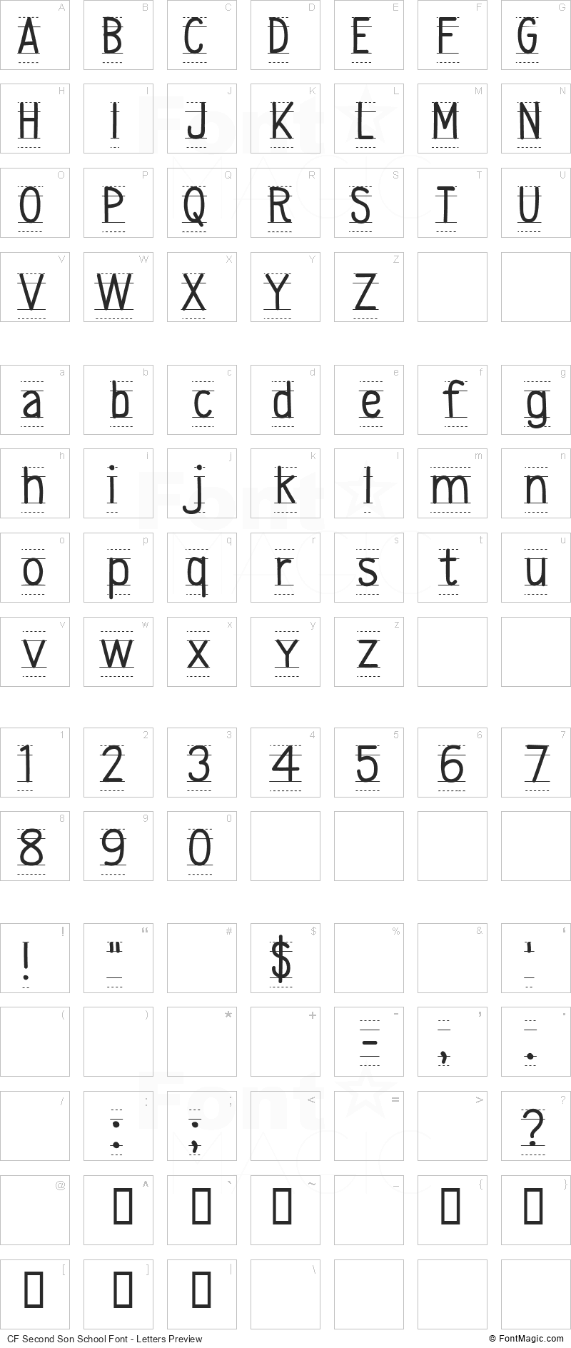 CF Second Son School Font - All Latters Preview Chart
