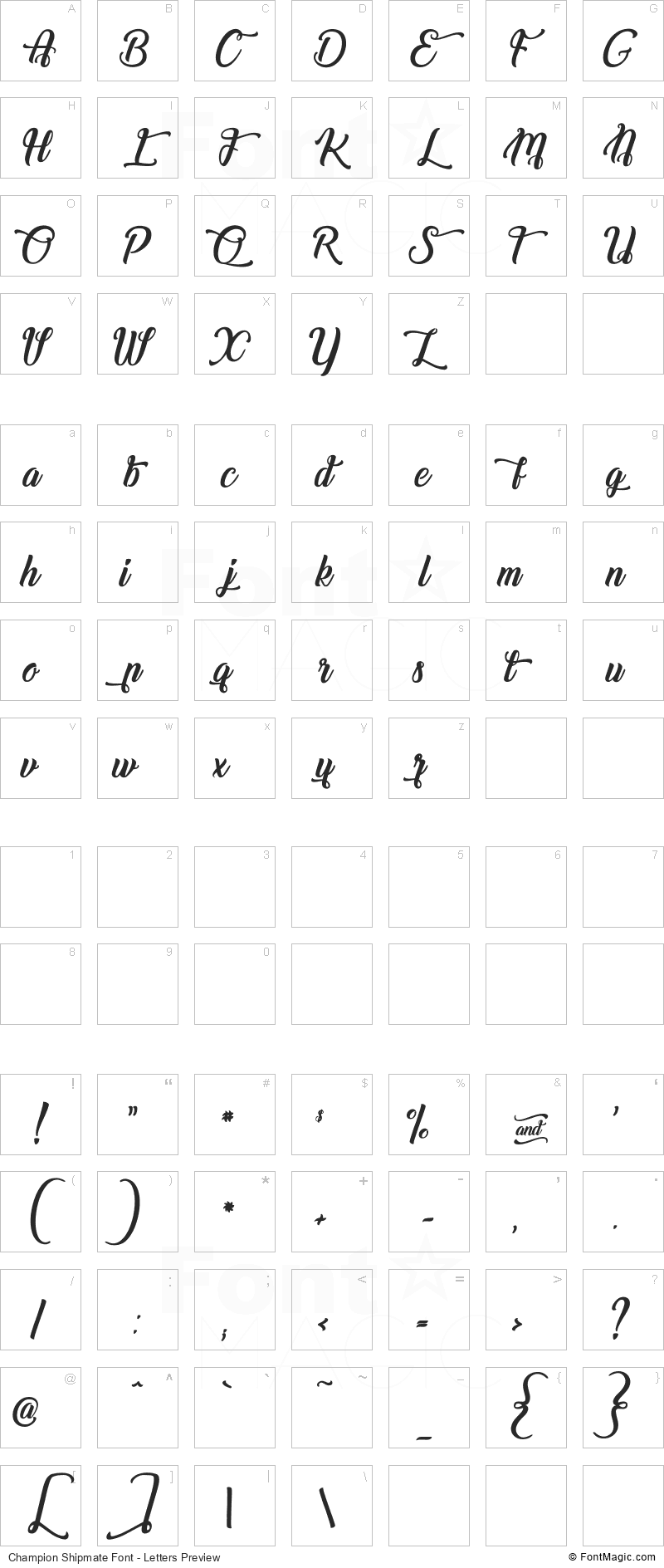 Champion Shipmate Font - All Latters Preview Chart