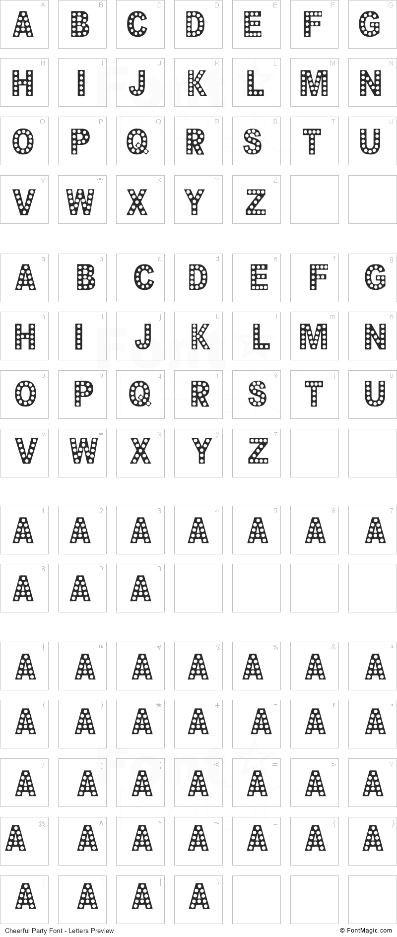 Cheerful Party Font - All Latters Preview Chart