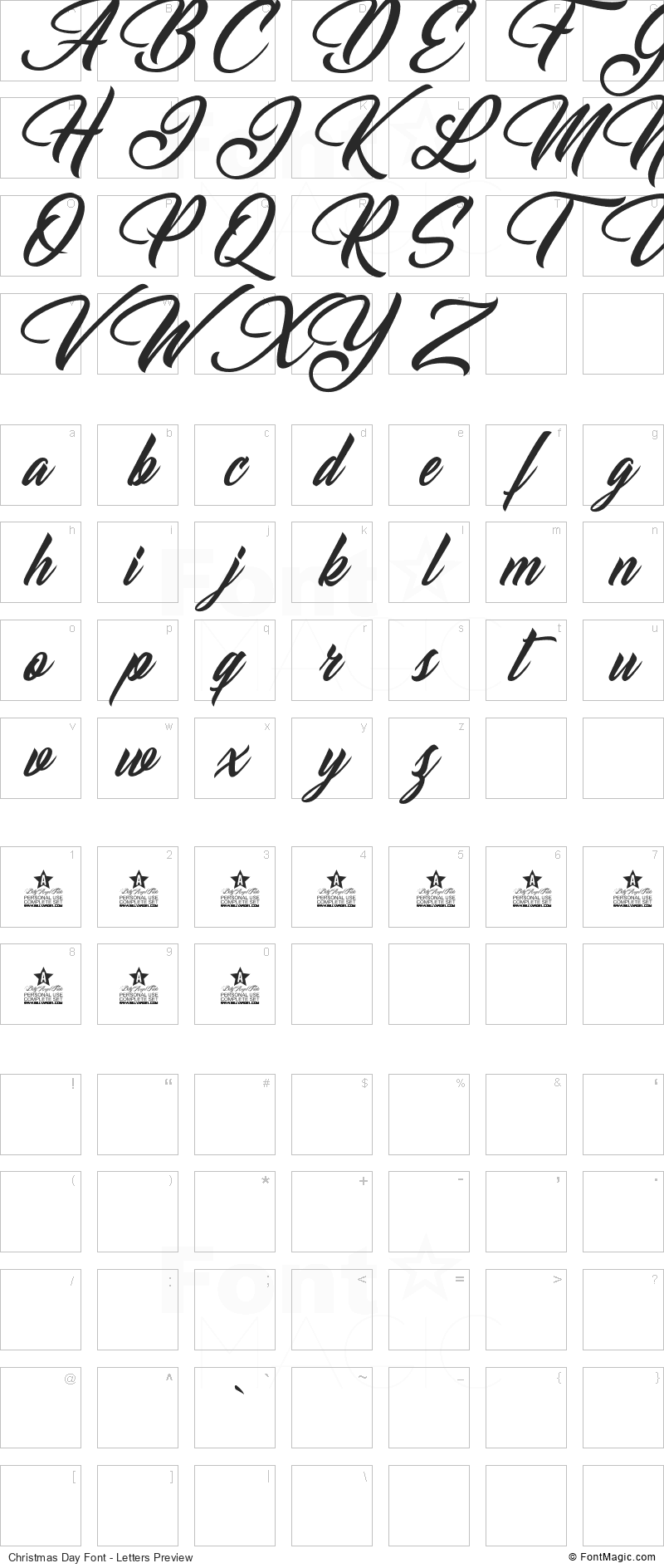 Christmas Day Font - All Latters Preview Chart