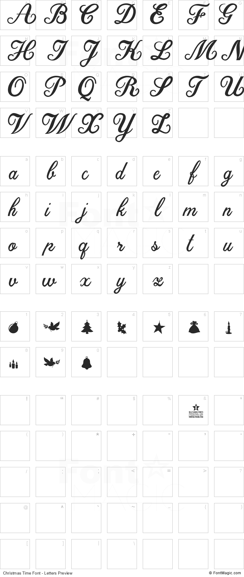Christmas Time Font - All Latters Preview Chart