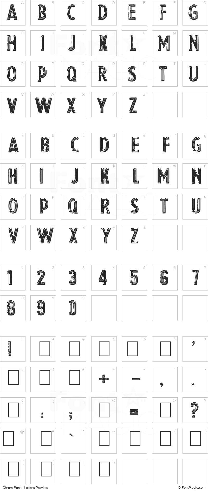 Chrom Font - All Latters Preview Chart