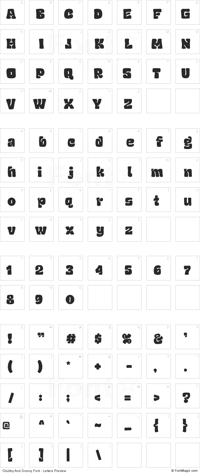 Chubby And Groovy Font - All Latters Preview Chart