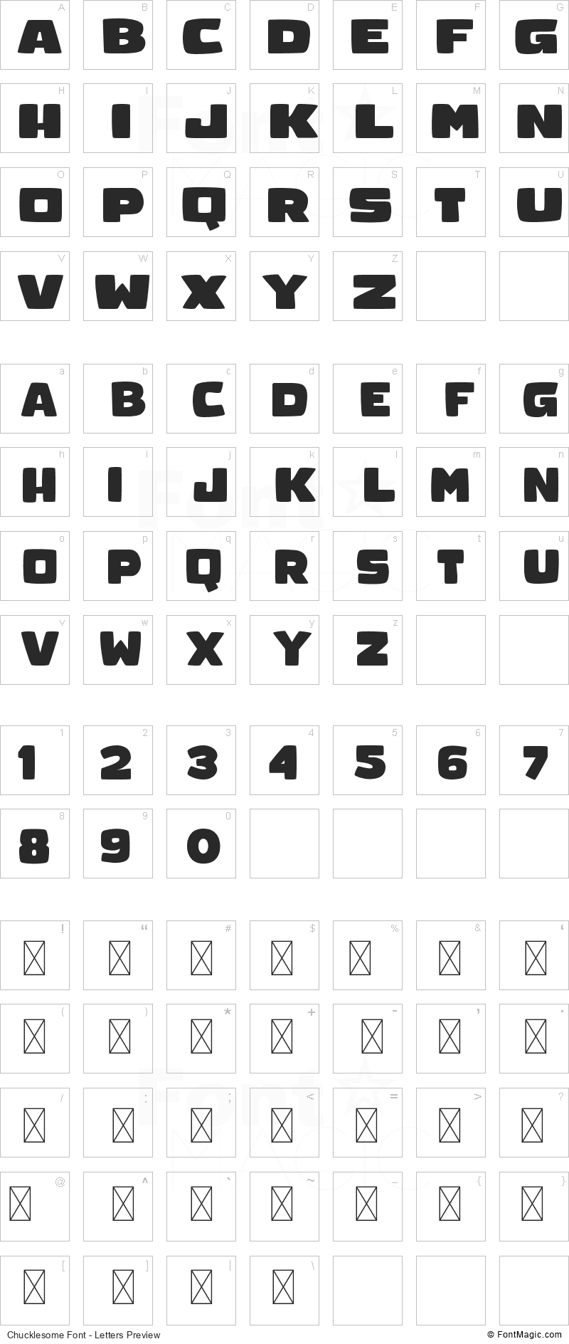 Chucklesome Font - All Latters Preview Chart