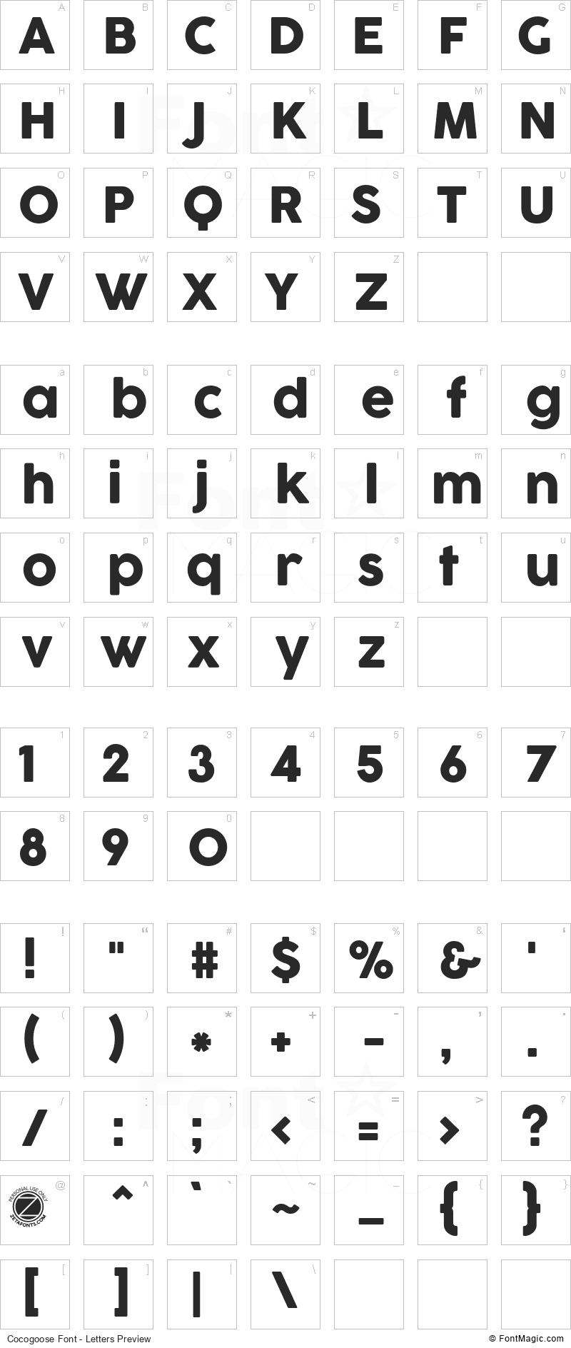 Cocogoose Font - All Latters Preview Chart