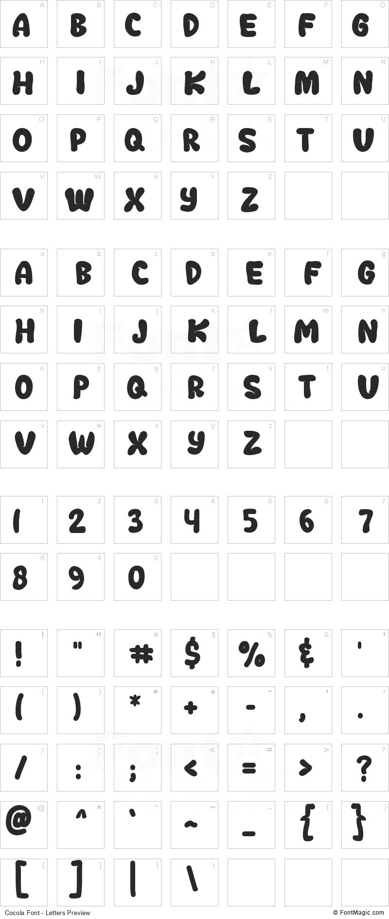 Cocola Font - All Latters Preview Chart