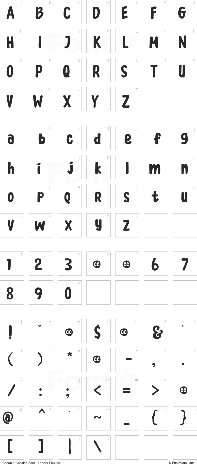 Coconut Cookies Font - All Latters Preview Chart