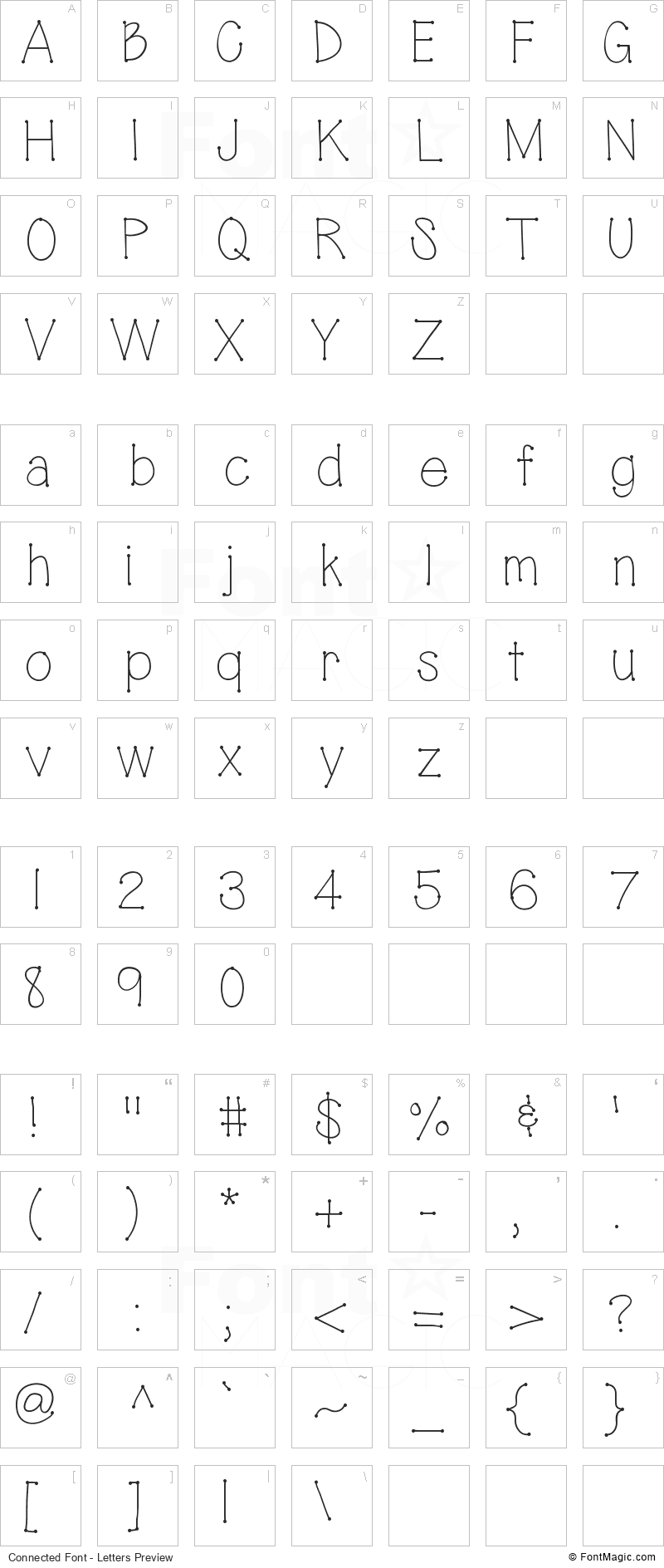 Connected Font - All Latters Preview Chart