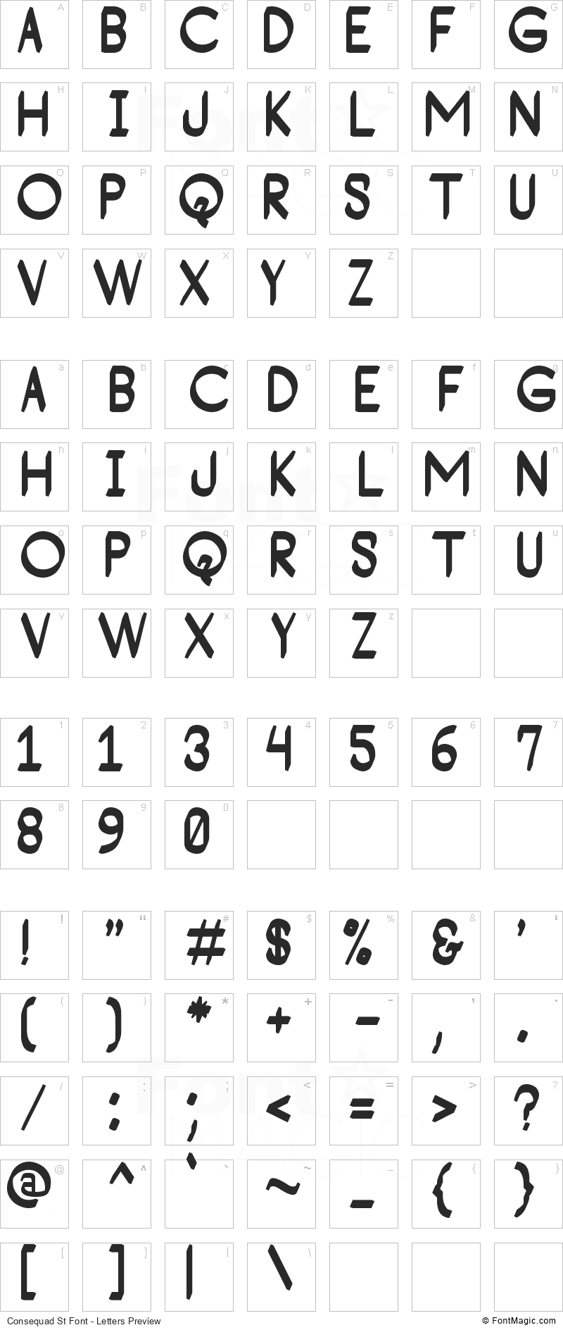 Consequad St Font - All Latters Preview Chart