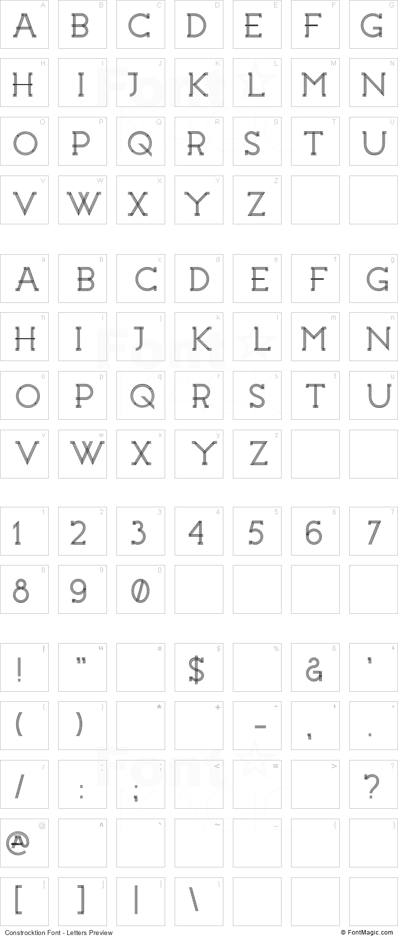 Constrocktion Font - All Latters Preview Chart