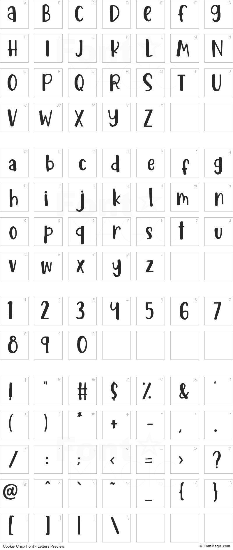 Cookie Crisp Font - All Latters Preview Chart