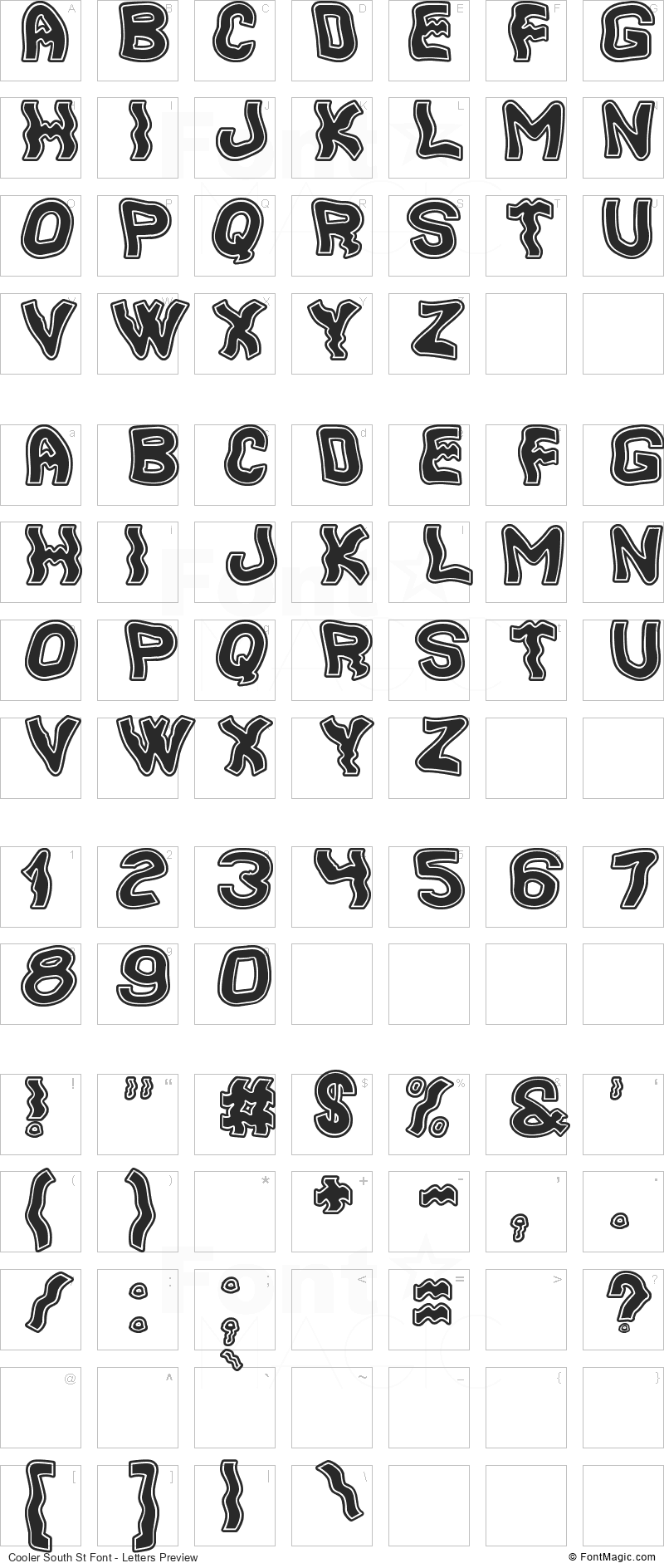 Cooler South St Font - All Latters Preview Chart