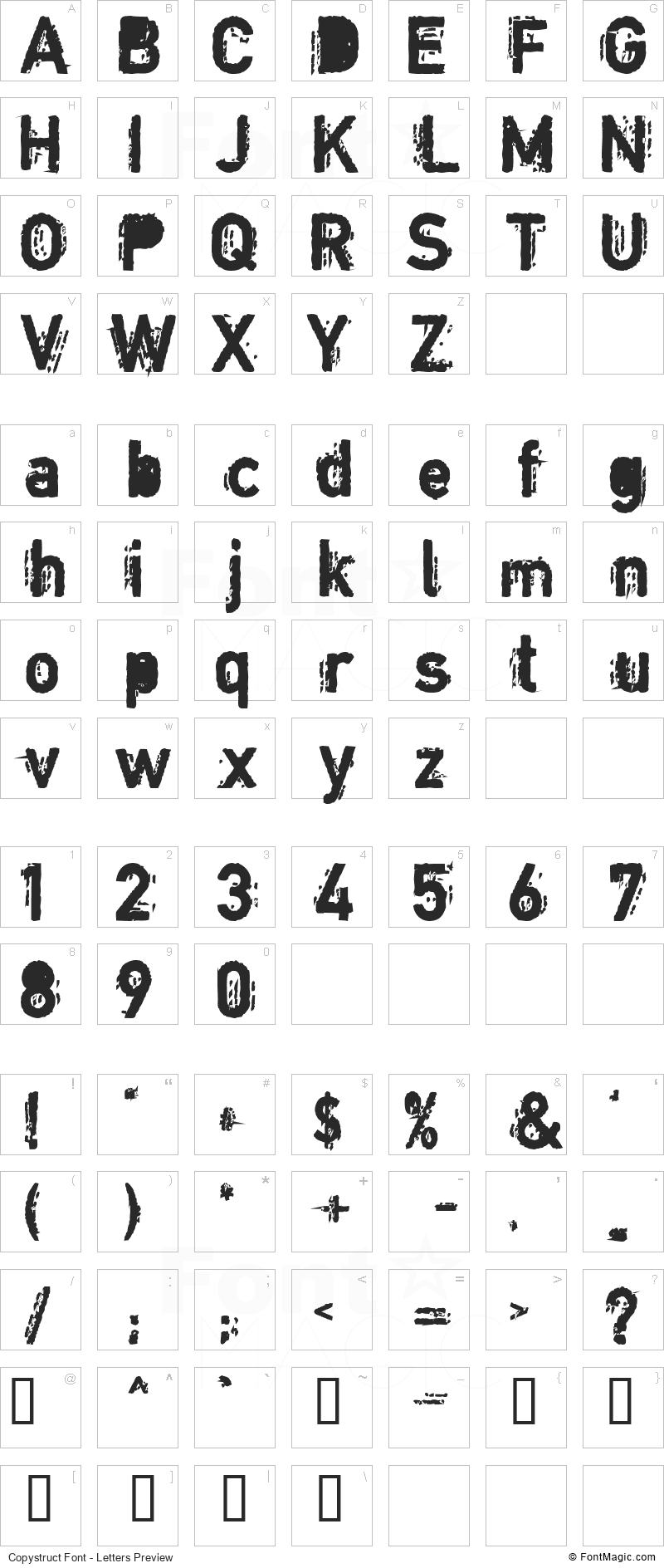 Copystruct Font - All Latters Preview Chart