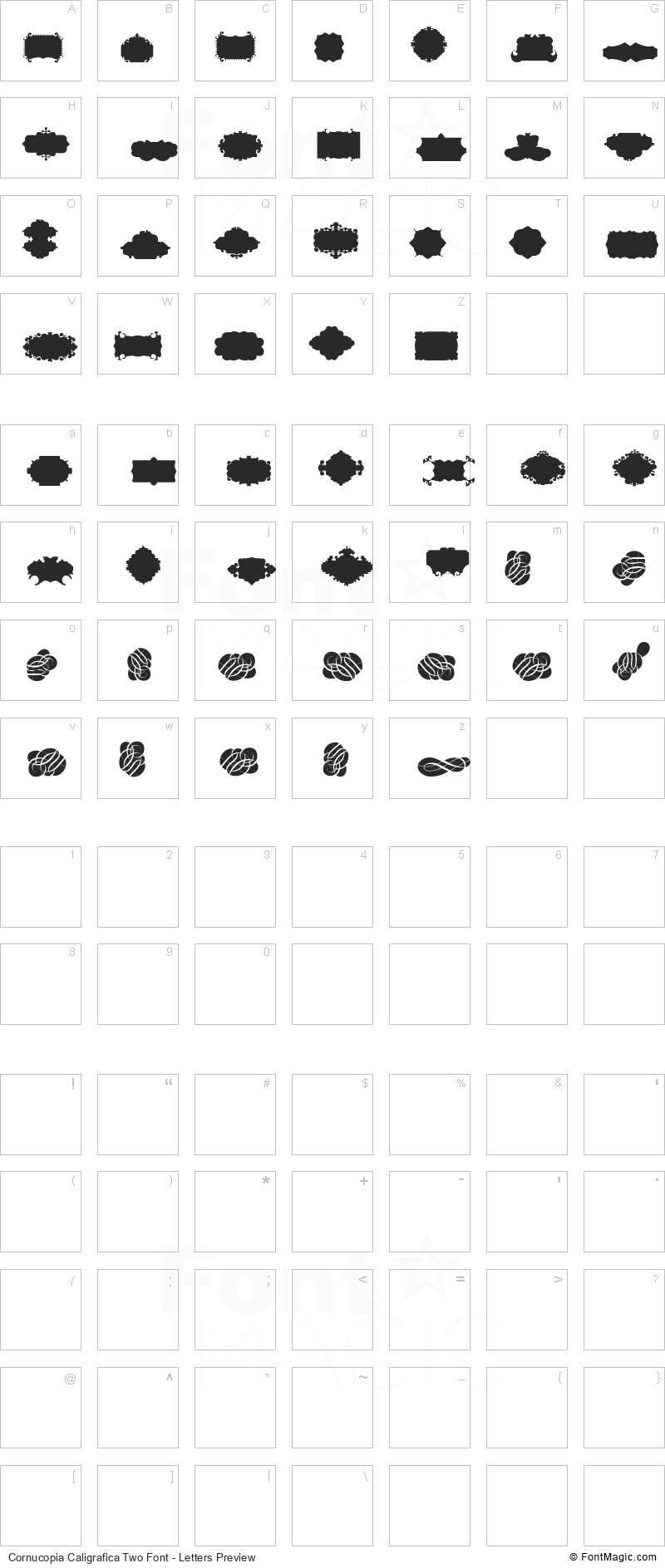 Cornucopia Caligrafica Two Font - All Latters Preview Chart