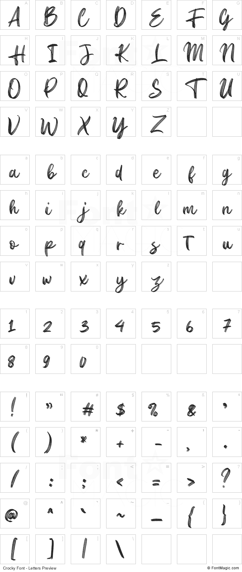 Crocky Font - All Latters Preview Chart