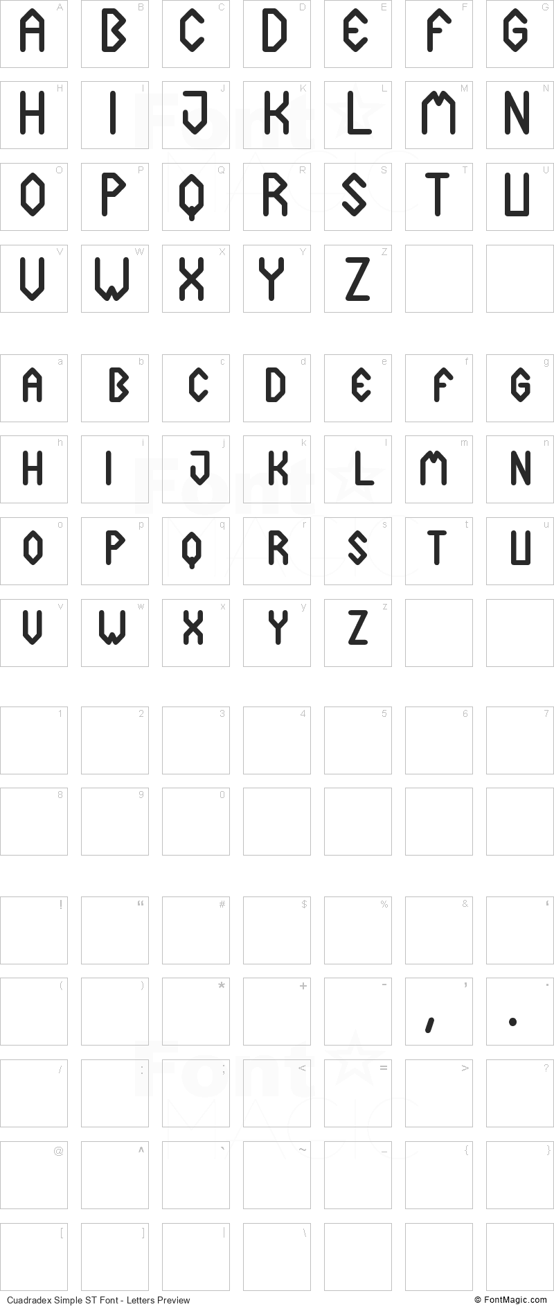 Cuadradex Simple ST Font - All Latters Preview Chart