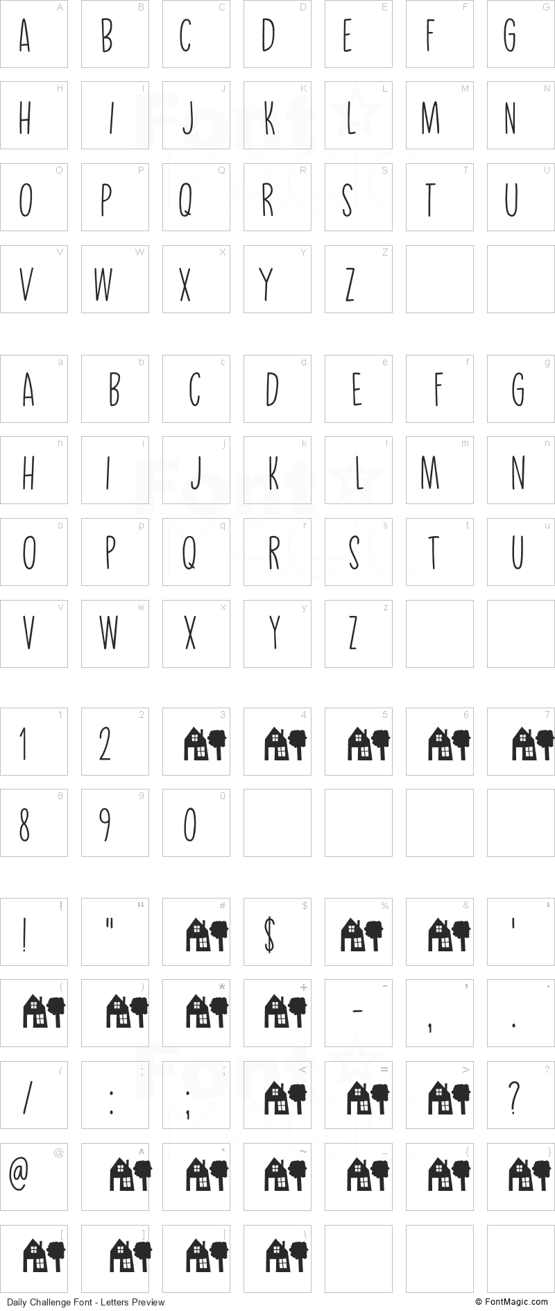 Daily Challenge Font - All Latters Preview Chart