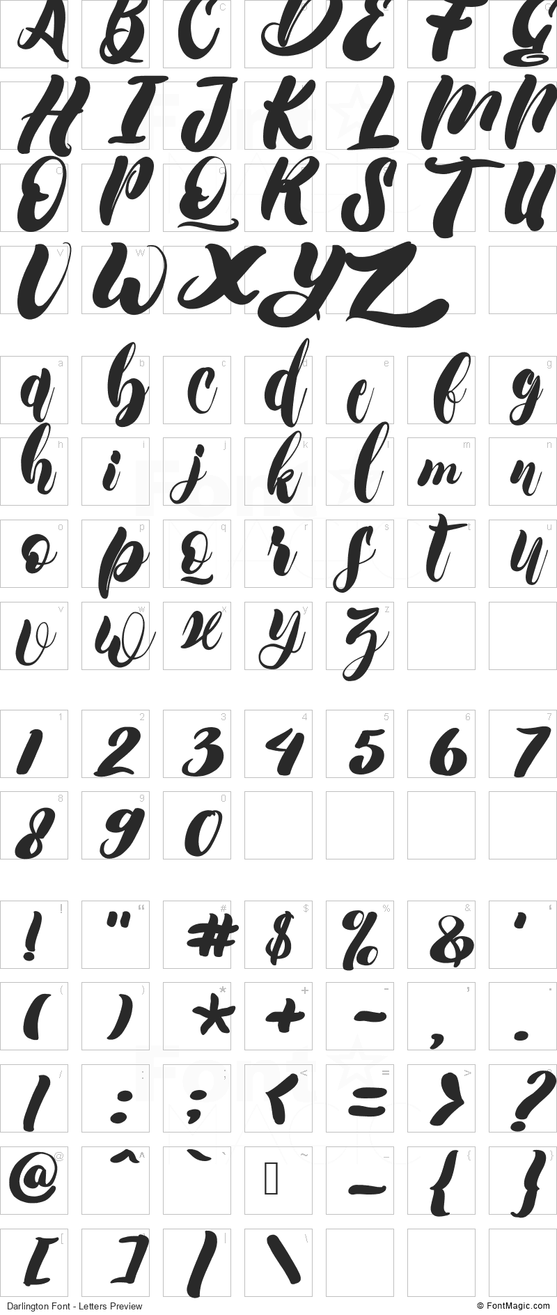 Darlington Font - All Latters Preview Chart