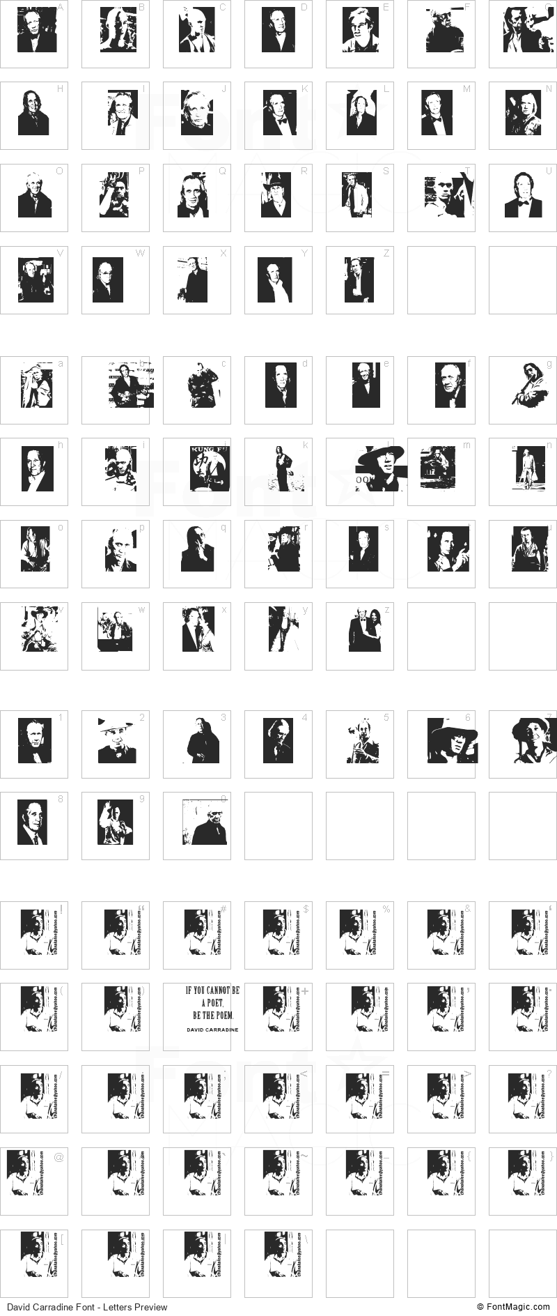 David Carradine Font - All Latters Preview Chart
