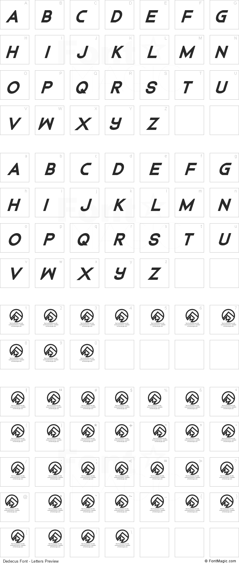 Dedecus Font - All Latters Preview Chart